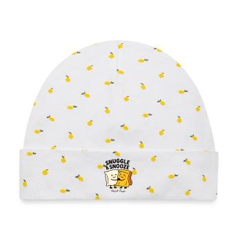 Snuggle & Snooze Sleepy Pillow Friends - Baby Premium Organic Mütze - Weiß/Zitronengelb - Vorne