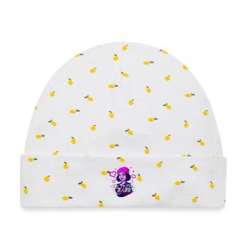 Y2K Retro – Glitch Babe - Baby Premium Organic Mütze - Weiß/Zitronengelb - Vorne