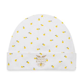 Roots & Wings - Freiheit und Herkunft - Baby Premium Organic Mütze - Weiß/Zitronengelb - Vorne