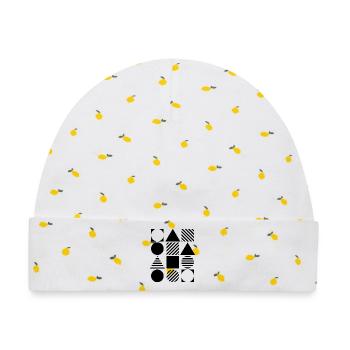 Bauhaus Geometrische Kunst Design - Baby Premium Organic Mütze - Weiß/Zitronengelb - Vorne
