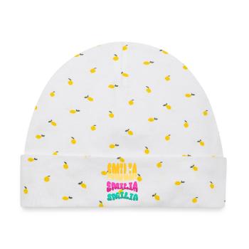 Emilia  - Baby Premium Organic Mütze - Weiß/Zitronengelb - Vorne