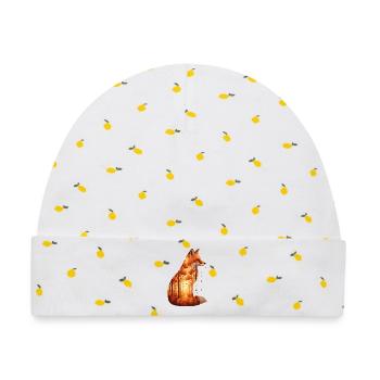 Gemütliches Herbst Fuchs Design - Natur & Wald  - Baby Premium Organic Mütze - Weiß/Zitronengelb - Vorne