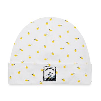 Pinguin Surfbrett Kunstdruck - Baby Premium Organic Mütze - Weiß/Zitronengelb - Vorne