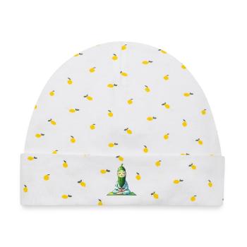 Gurkenkopf Meditationsfigur Kimono - Baby Premium Organic Mütze - Weiß/Zitronengelb - Vorne