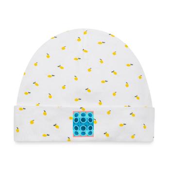 blaues Muster, graphic art - Baby Premium Organic Mütze - Weiß/Zitronengelb - Vorne