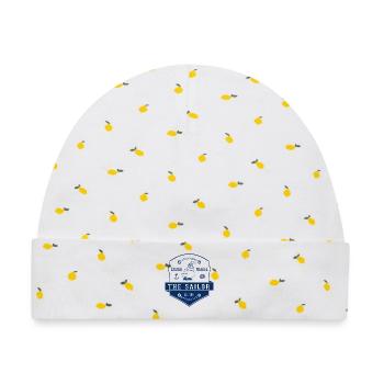 Nautic Design Das Sailor Badge Cruise Travel - Baby Premium Organic Mütze - Weiß/Zitronengelb - Vorne