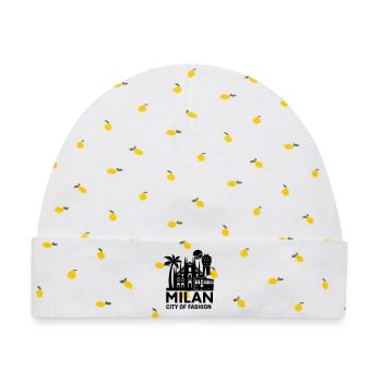 milan mailand italien - Baby Premium Organic Mütze - Weiß/Zitronengelb - Vorne