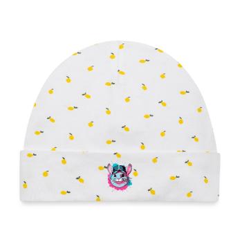 Buntes Chinchilla mit Mütze und Sonnenbrille - Baby Premium Organic Mütze - Weiß/Zitronengelb - Vorne