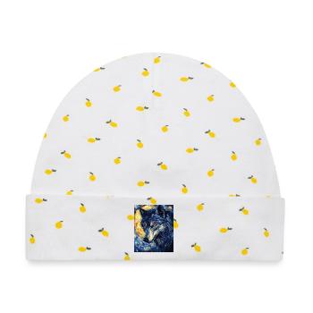 Wolf Van Gogh Style - Baby Premium Organic Mütze - Weiß/Zitronengelb - Vorne
