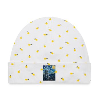 Wolf Van Gogh Style - Baby Premium Organic Mütze - Weiß/Zitronengelb - Vorne