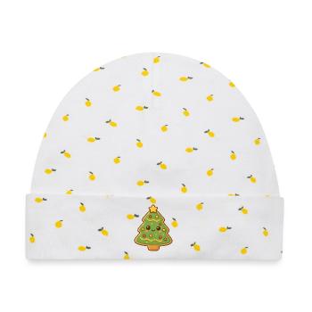 Weihnachtsbaum Keks - Baby Premium Organic Mütze - Weiß/Zitronengelb - Vorne
