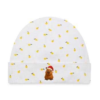 Capybara Weihnachten - Baby Premium Organic Mütze - Weiß/Zitronengelb - Vorne