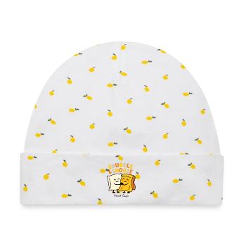 Snuggle & Snooze: Cozy Nights Await - Baby Premium Organic Mütze - Weiß/Zitronengelb - Vorne