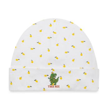 Baum Rex Dinosaurier Weihnachtsspaß - Baby Premium Organic Mütze - Weiß/Zitronengelb - Vorne
