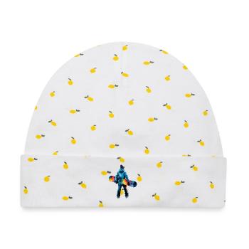 Farbexplosion Snowboarder - Baby Premium Organic Mütze - Weiß/Zitronengelb - Vorne