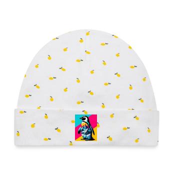 Pinguin - Baby Premium Organic Mütze - Weiß/Zitronengelb - Vorne