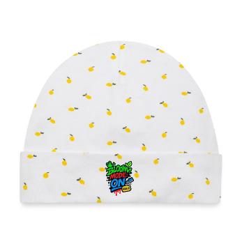 Bloom Mode On Streetwear Look Jetzt Bloom - Baby Premium Organic Mütze - Weiß/Zitronengelb - Vorne