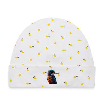 Bunter Eisvogel Farbenspiel - Baby Premium Organic Mütze - Weiß/Zitronengelb - Vorne