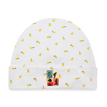 Entdeckerdesign: Expeditionen & Kompass - Baby Premium Organic Mütze - Weiß/Zitronengelb - Vorne