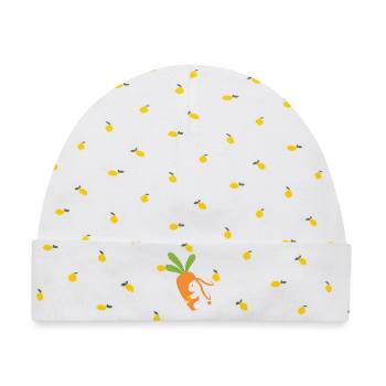 Karottenlächelndes Maskottchen - Baby Premium Organic Mütze - Weiß/Zitronengelb - Vorne