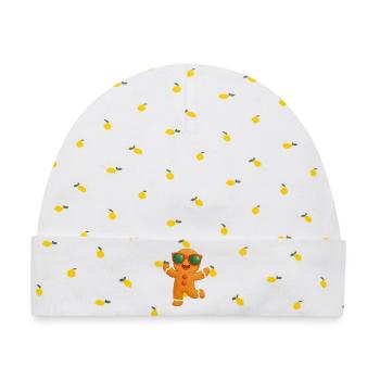 Sonnenbrillen-Gingerbread Spaß - Baby Premium Organic Mütze - Weiß/Zitronengelb - Vorne