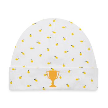 Trophäe - Baby Premium Organic Mütze - Weiß/Zitronengelb - Vorne