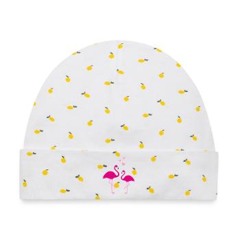 Flamingos Liebe Duo - Baby Premium Organic Mütze - Weiß/Zitronengelb - Vorne