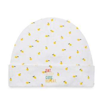 Eat Sleep Code Repeat Programmierer Nerd Retro - Baby Premium Organic Mütze - Weiß/Zitronengelb - Vorne