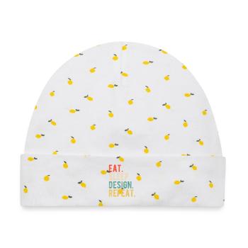 Eat Sleep Design Repiter Grafik Designer Spruch  - Baby Premium Organic Mütze - Weiß/Zitronengelb - Vorne