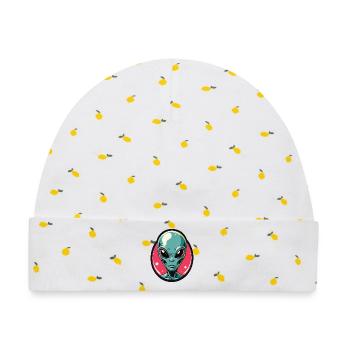 Neon Alien Kopf Portrait - Baby Premium Organic Mütze - Weiß/Zitronengelb - Vorne