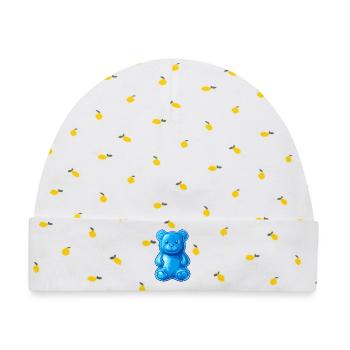 Blauer Teddybär - Baby Premium Organic Mütze - Weiß/Zitronengelb - Vorne