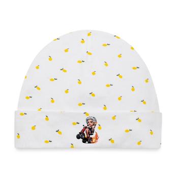 Granny on Flames Elektroroller - Baby Premium Organic Mütze - Weiß/Zitronengelb - Vorne