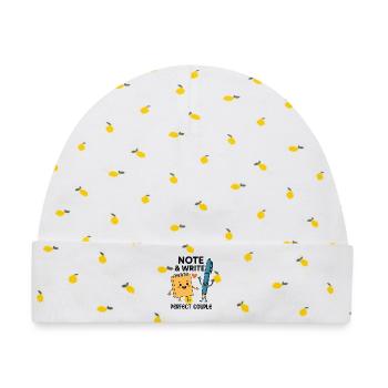 Note & Write Perfect Couple Fun Design - Baby Premium Organic Mütze - Weiß/Zitronengelb - Vorne