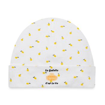 Humor galette des rois - Baby Premium Organic Mütze - Weiß/Zitronengelb - Vorne