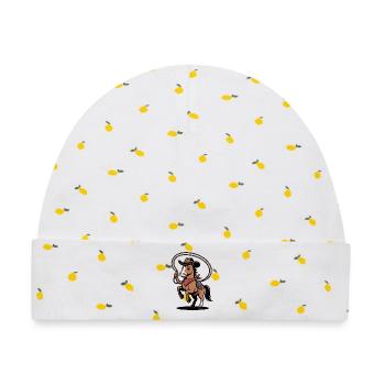 Lasso-Pony Western Cartoon - Baby Premium Organic Mütze - Weiß/Zitronengelb - Vorne