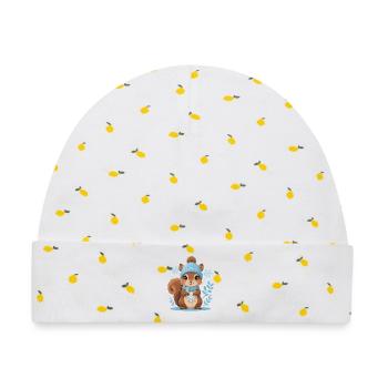 Winterliches Eichhörnchen Motiv - Baby Premium Organic Mütze - Weiß/Zitronengelb - Vorne