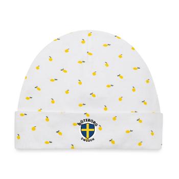 Göteborger Flaggenschild - Baby Premium Organic Mütze - Weiß/Zitronengelb - Vorne