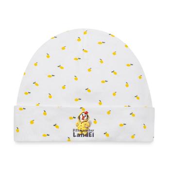 Dithmarscher Landei Regenmantel - Baby Premium Organic Mütze - Weiß/Zitronengelb - Vorne