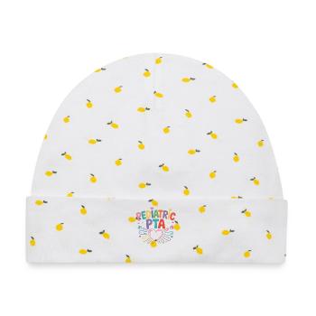 Pediatric PTA Regenbogen Herz - Baby Premium Organic Mütze - Weiß/Zitronengelb - Vorne
