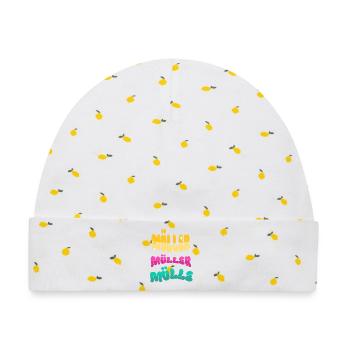 Müller Name Nachname - Baby Premium Organic Mütze - Weiß/Zitronengelb - Vorne