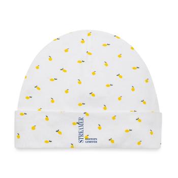 Limitierte Edition Blue Serif Streamer - Baby Premium Organic Mütze - Weiß/Zitronengelb - Vorne