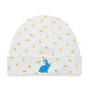 Neon Hase Y2K Cute Vektor - Baby Premium Organic Mütze - Weiß/Zitronengelb - Vorne