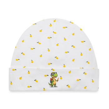 Dino-Gelehrter mit Bleistift - Baby Premium Organic Mütze - Weiß/Zitronengelb - Vorne