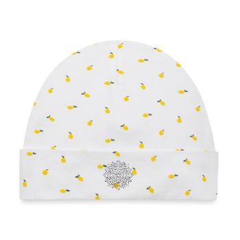 Florales Mandala - Baby Premium Organic Mütze - Weiß/Zitronengelb - Vorne