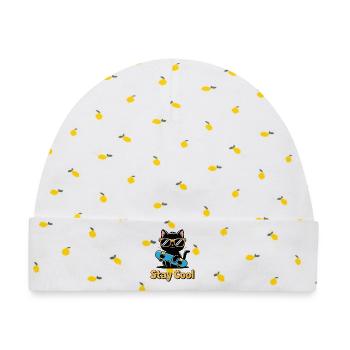 Skater Cat Bleib ruhig - Baby Premium Organic Mütze - Weiß/Zitronengelb - Vorne