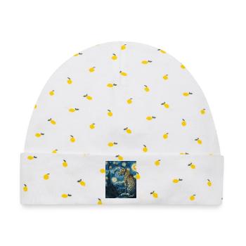Leopard Van Gogh - Baby Premium Organic Mütze - Weiß/Zitronengelb - Vorne