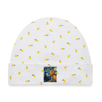 Löwe Van Gogh - Baby Premium Organic Mütze - Weiß/Zitronengelb - Vorne
