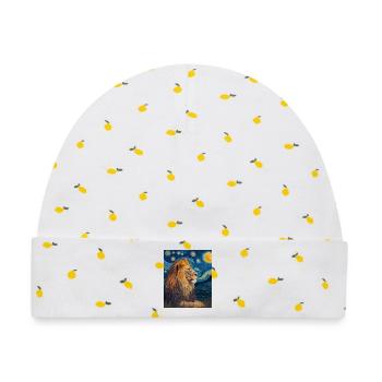 Löwe Van Gogh - Baby Premium Organic Mütze - Weiß/Zitronengelb - Vorne