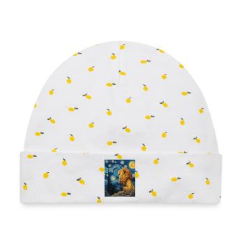 Löwe Van Gogh - Baby Premium Organic Mütze - Weiß/Zitronengelb - Vorne