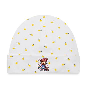 Aesthetic Gamer Girl mit einem Surf-Tablet und einem Welpen - Baby Premium Organic Mütze - Weiß/Zitronengelb - Vorne